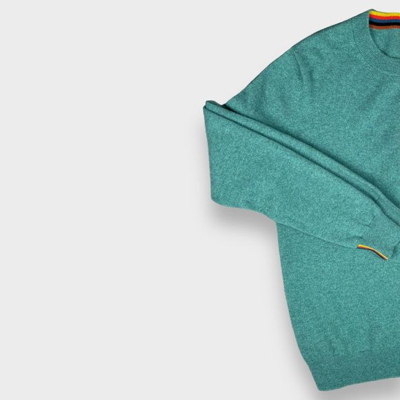 $616 PAUL SMITH 100% CASHMERE Green Crewneck Long Sleeve Sweater Mens Size M - Picture 7 of 16